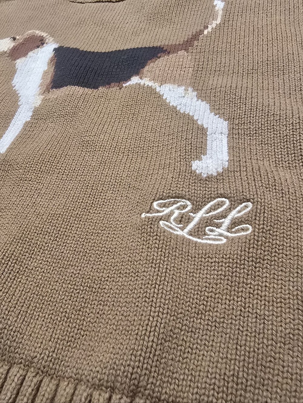 🐕 Ralph Lauren Crewneck Sweater with Beagle Dog Intarsia Knit Cotton XS RTR - Picture 8 of 13